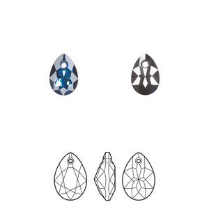 Drop 72pk crystal Bermuda blue P, Swarovski&reg; 9mm pendant pear cut 6433