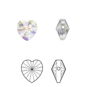 Bead 2pk crystal AB, Crystal Passions&reg; 10mm heart 5742
