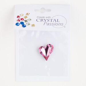 Fancy stone 1pk rose foil back, Crystal Passions&reg; 17x15.5mm sweet heart 4809