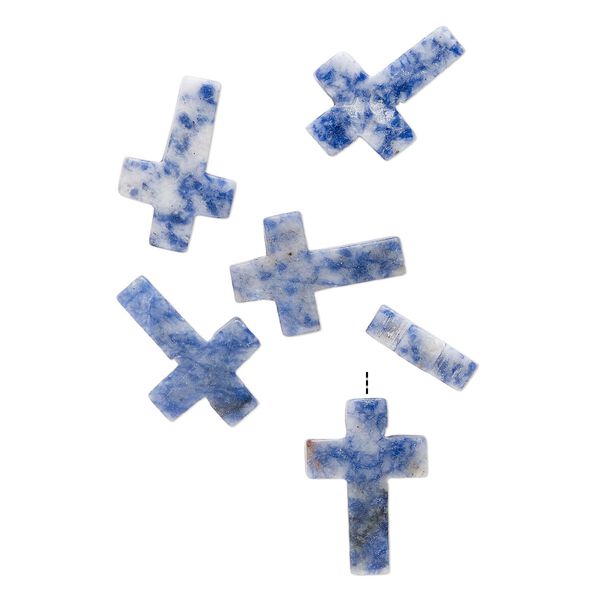 Sodalite 1pkg6, half-drilled cross drop natural 21x15mm-23x16mm image number 0