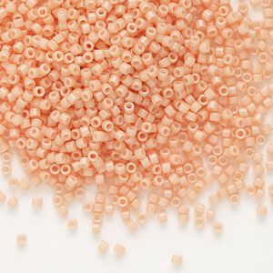 Seed bead, Delica&reg;, glass, pkg/7.5g, #11 round, Duracoat&reg; opaque outside dyed pale peach (DB-2111).