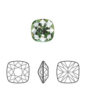 Fancy stone 72pk peridot foil back, Swarovski&reg; ReCreated&trade; 12mm cushion 4470