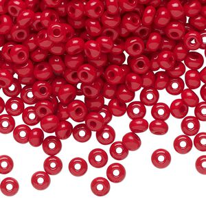 Seed bead, Preciosa Ornela Czech glass, pkg/50g, #6 rocaille, opaque ruby red, (93210).