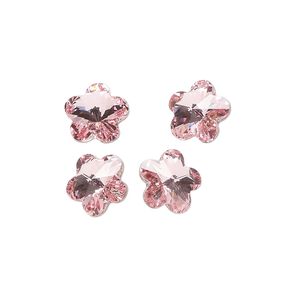 Fancy stone 4pk light rose foil back, Crystal Passions&reg; 10mm flower 4744