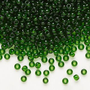 Seed bead, Preciosa Ornela Czech glass, pkg/500g, #8 rocaille, transparent green, (50120).