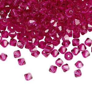 Bead 144pk fuchsia, Preciosa Czech crystal 4mm bicone