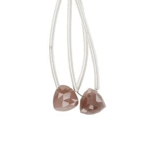 Coffee moonstone 1pkg2, hand-cut top-drilled faceted trillion bead natural 8x8mm
