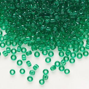 Seed bead, Dyna-Mites&trade;, glass, transparent jade green, #8 round. Sold per 1/2 kilogram pkg.