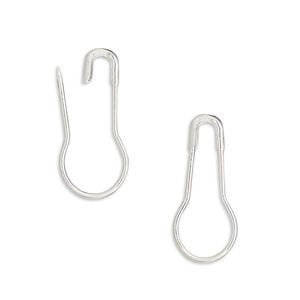 Bail, silver-finished brass, 22x10mm safety pin with 16mm grip length. Sold per pkg of 50.