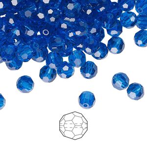 Bead 24pk Capri blue, Preciosa Czech crystal 5mm round