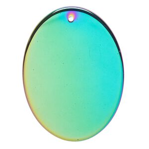 Hemalyke&trade; 1pkg1, electroplated rainbow flat oval focal 40x30mm