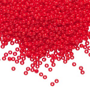 Seed bead, Preciosa Ornela Czech glass, pkg/500g, #11 rocaille, opaque bright red coral, (93170).
