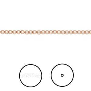Pearl 100pk rose gold, Crystal Passions&reg; 2mm round 5810