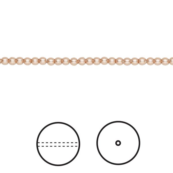 Pearl 100pk rose gold, Crystal Passions&reg; 2mm round 5810 image number 0