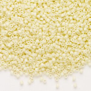 Seed bead, Delica&reg;, glass, pkg/50g, #11 round, opaque matte glazed pale yellow (DB-1511-1).