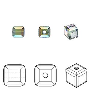 Bead 144pk erinite shimmer, Swarovski&reg; 6mm cube 5601