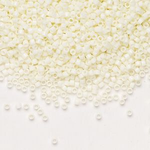 Seed bead, Miyuki Delica&reg;, glass, pkg/7.5g, #11 round, opaque matte glazed luster light alabaster.
