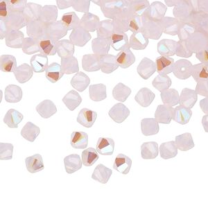 Bead 144pk rose water opal shimmer, Crystal Passions&reg; 4mm bicone 5328