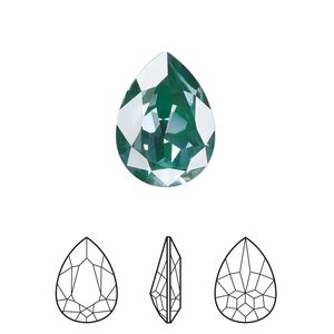 Fancy stone 1pk crystal pine green ignite LacquerPRO, Crystal Passions&reg; 18x13mm pear 4320