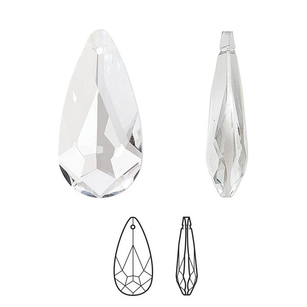 Drop 36pk crystal, Swarovski&reg; 24x12mm pendant teardrop 6100 image number 0