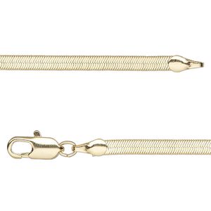 Chain 1pkg1 herringbone, 3mm / lobster claw clasp, gold-finished brass 24 inch