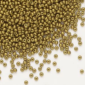 Seed bead, Preciosa Ornela Czech glass, pkg/50g, #11 rocaille, opaque soft bronze metallic alabaster, (01720).