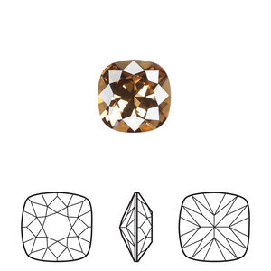 Fancy stone 1pkg1 light smoked topaz foil back, Crystal Passions&reg; Regenerated 12mm cushion 4470