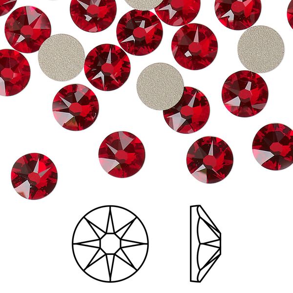 Flat back 12pk light Siam foil back, Crystal Passions&reg; 7.07-7.27mm rose round SS34 2088 image number 0