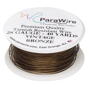 Wire, ParaWire&trade;, vintage bronze-finished copper, round, 28 gauge. Sold per 40-yard spool.