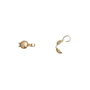 Bead tip bottom clamp-on 1pkg100 gold-plated, 8x3.5mm / open loop / 0.029 inch inside diameter, brass / Hot Tips&reg;