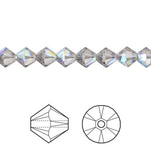 Bead 24pk black diamond shimmer, Crystal Passions&reg; 6mm bicone 5328