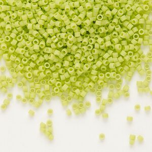 Seed bead, Delica&reg;, glass, pkg/50g, #11 round, opaque matte chartreuse (DB-0763).