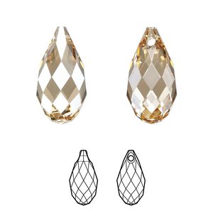 Briolette 36pk crystal golden shadow, Swarovski&reg; 17x8.5mm pendant drop 6010