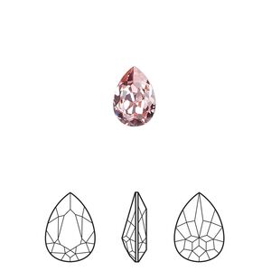 Fancy stone 144pk light rose foil back, Swarovski&reg; 10x7mm pear 4320