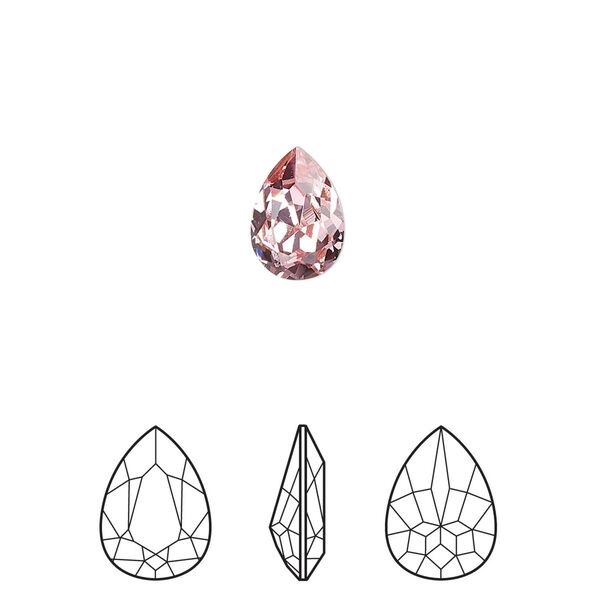 Fancy stone 144pk light rose foil back, Swarovski&reg; 10x7mm pear 4320 image number 0