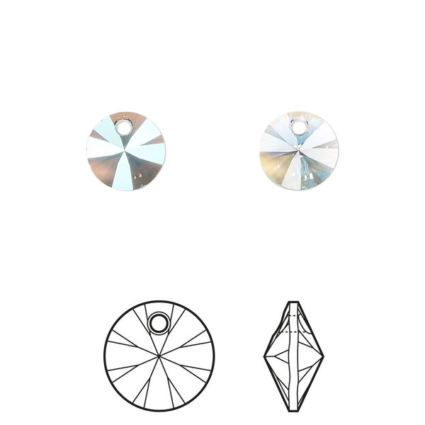 Drop 144pk aquamarine shimmer, Swarovski&reg; 8mm pendant mini disk 6428 image number 0