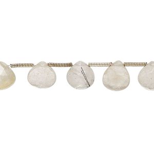 Golden rutilated quartz 1pkg19, hand-cut top-drilled faceted puffed teardrop bead natural 8x7mm-10x9mm