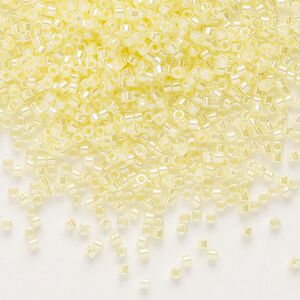 Seed bead, Delica&reg;, glass, pkg/7.5g, #11 round, opaque inside dyed color luster light lemon ice (DB-0232).
