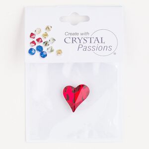 Fancy stone 1pk light Siam foil back, Crystal Passions&reg; 17x15.5mm sweet heart 4809