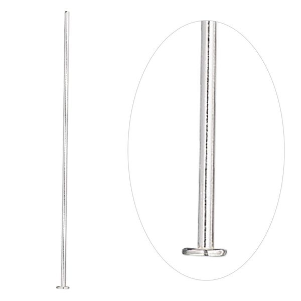 Head pin 1pkg10 sterling silver, 2 inch, 20 gauge image number 0