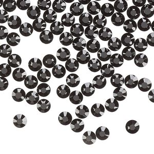 Flat back, Dance With Me&trade; crystal rhinestone, jet, foil back, 3.8-4mm rose, SS16. Sold per pkg of 144 (1 gross).