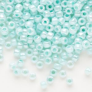 Seed bead, Dyna-Mites&trade;, glass, opaque ceylon pastel blue, #6 round. Sold per 1/2 kilogram pkg.