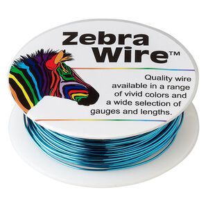 Wire, Zebra Wire&trade;, color-coated copper, turquoise blue, round, 22 gauge. Sold per 15-yard spool.