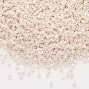 Seed bead, Delica&reg;, glass, pkg/250g, #11 round, opaque glazed luster bisque white (DB-1530-1).