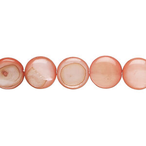 Mother-of-pearl shell 1pkg1, puffed flat round bead 15 inch dark tulip 9-10mm