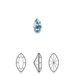 Fancy stone 6pk aquamarine foil back, Crystal Passions&reg; 5x2.5mm navette 4228