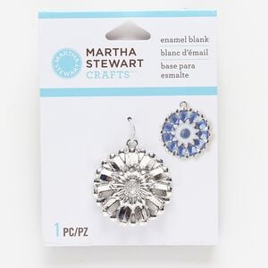 Focal, silver-finished "pewter" (zinc-based alloy), 30x29mm flower enamel blank. Sold individually.
