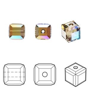 Bead 48pk light Colorado topaz shimmer, Crystal Passions&reg; 8mm cube 5601