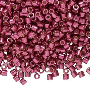Seed bead, Delica&reg; 1pkg250g glass, #8 round, Duracoat&reg; opaque galvanized magenta / outside dyed (DBL-1849)
