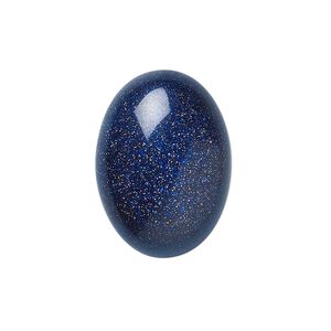 Cabochon, blue goldstone (glass) (man-made), 25x18mm calibrated oval. Sold individually.